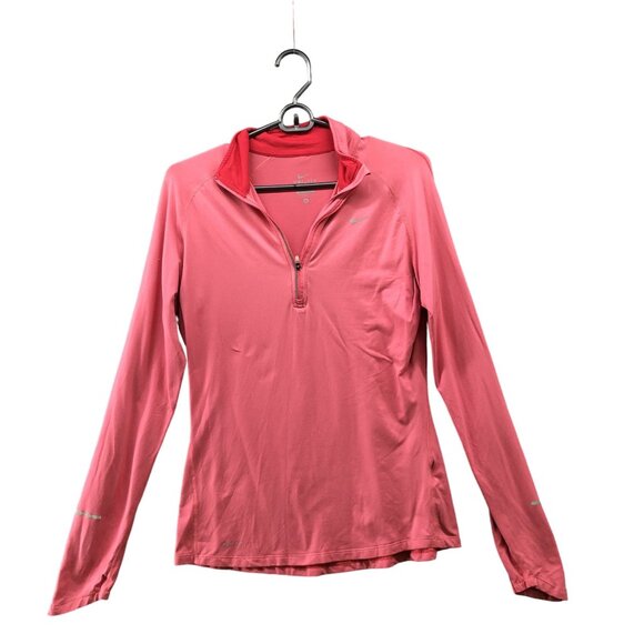Nike Tops - Nike Dri-Fit Long Sleeve 1/4 Zip Top Womens M Pink Active Running